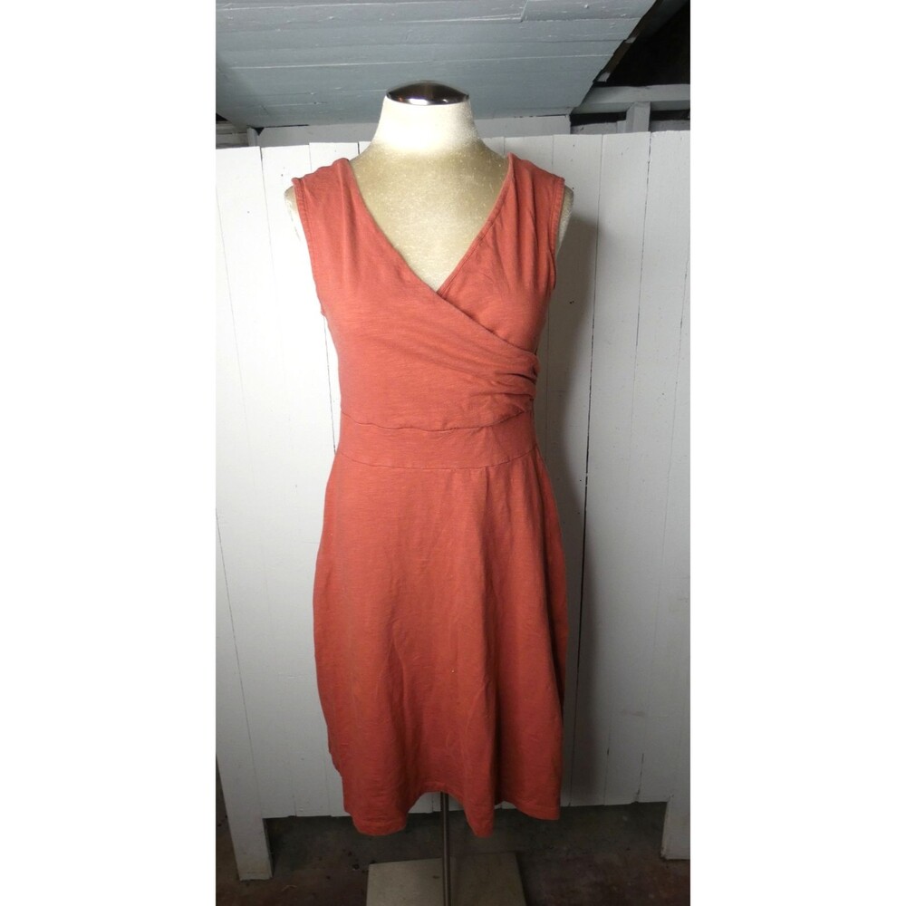 Patagonia Women's M Rust Orange Organic Cotton Dress Faux Wrap Sleeveless - Picture 9 of 9